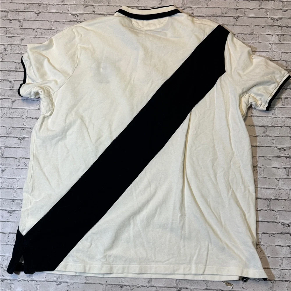 Polo Ralph Lauren mens 2XL XXL white black rowing club rugby polo shirt EUC